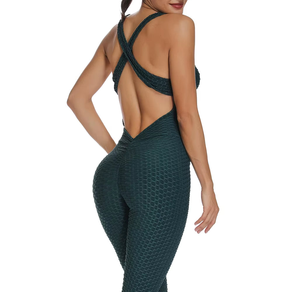 Yoga Set Fitness Women Sport Suit Jumpsuit 2024 Sexy Sleeveless Tracksuit Backless Gym Running Sportswear Leggings Workout Sport