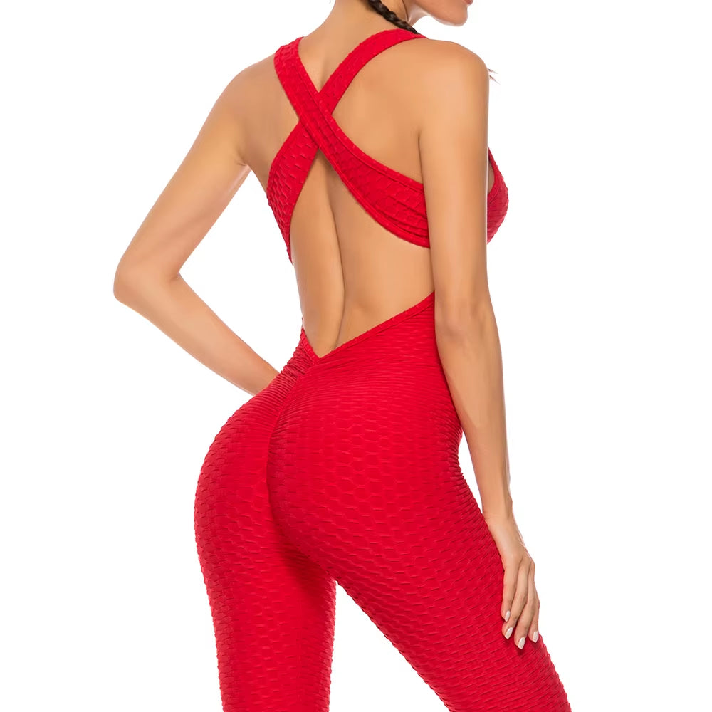 Yoga Set Fitness Women Sport Suit Jumpsuit 2024 Sexy Sleeveless Tracksuit Backless Gym Running Sportswear Leggings Workout Sport