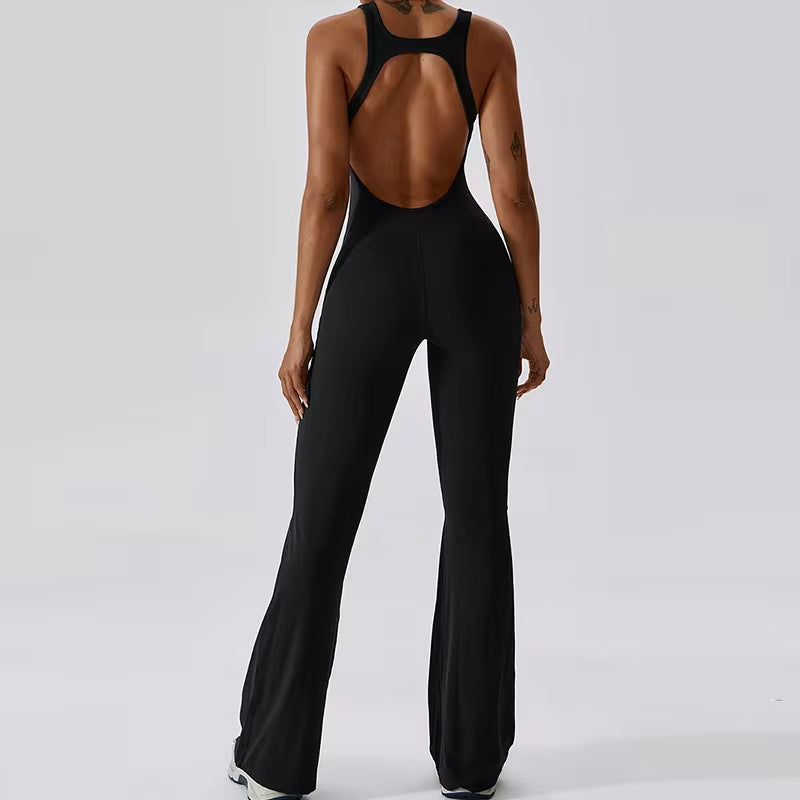 Sexy Back V Jumpsuit Gym Set Women Training Yoga Suit Sportswear Women Sports Jumpsuit Fitness Rompers Stretch Workout Bodysuits