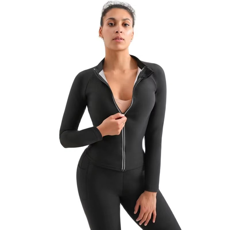 Women Sauna Shrit with Sleeves Gym Hot Sweat Suit Weight Loss Sauna Tops Vest Fitness Slimming Body Shaper Training Vest Workout