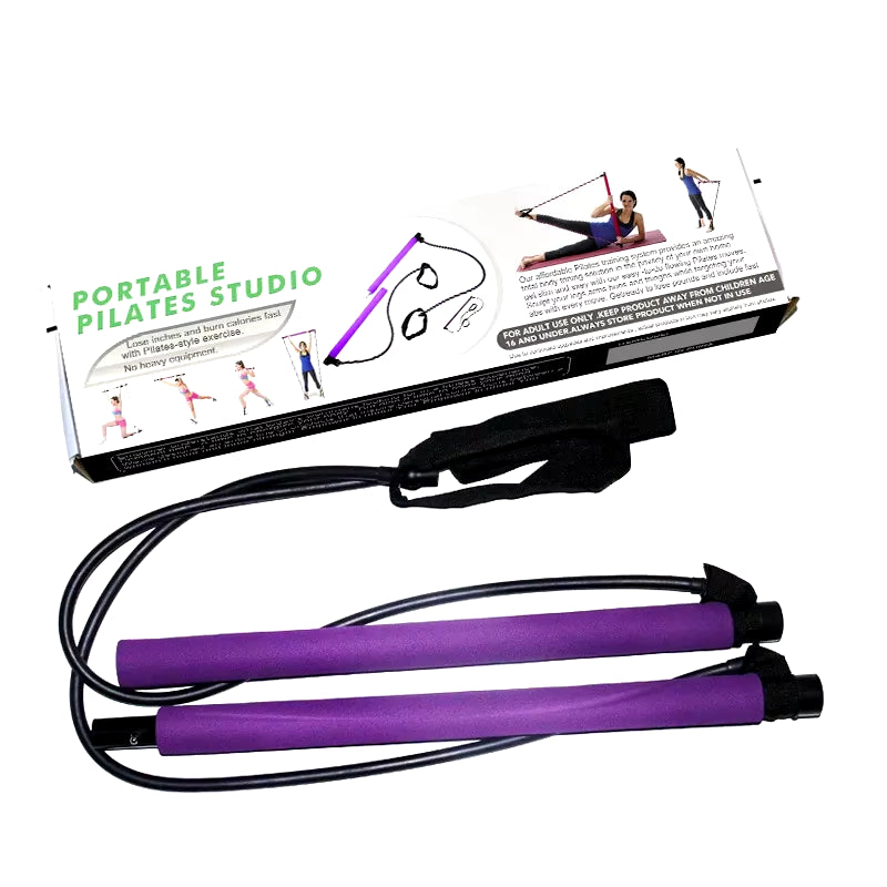 New Portable Yoga Pilates Bar Stick with Resistance Band Home Gym Muscle Toning Fitness Stretching Sports Body Workout Exercise